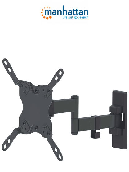 MANHATTAN 461405 - Soporte para Pantallas de 13 a 42 Pulgadas/ 20 Kg de Carga/ Brazo Articulado Doble/ Distancia a la Pared de Hasta 27.3 cm/ Acero Solido/ Ajuste de Inclinación y Angulo/ VESA 75/ 100/ 200x100/ 200/