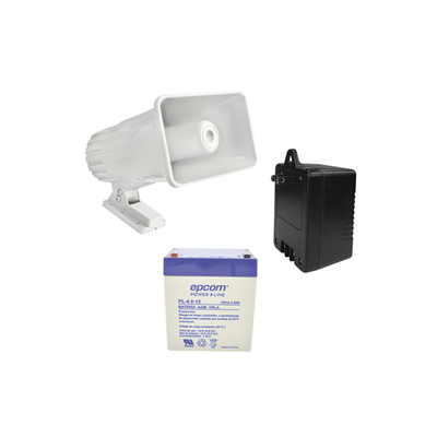 Kit de accesorios con Bateria 5.5 Ah  Transformador 16.5Vca  y sirena de 30 watts