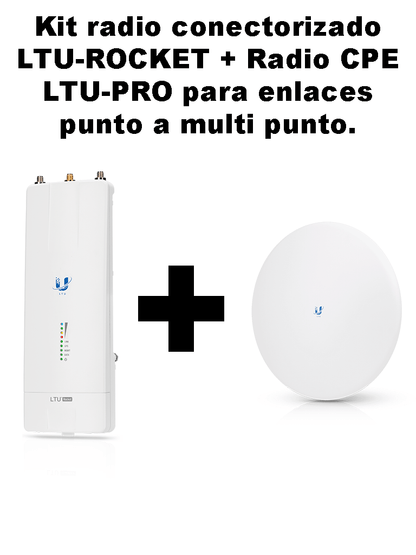KIT - LTU-ROCKET + LTU-PRO para enlaces Punto a multi Punto /Ideal para CCTV Y WISP/Hasta 600 Mbps/2 millones de paquetes por segundo/5Ghz/Filtrado RF/Sincronización GPS/Solo compatible con tecnología LTU