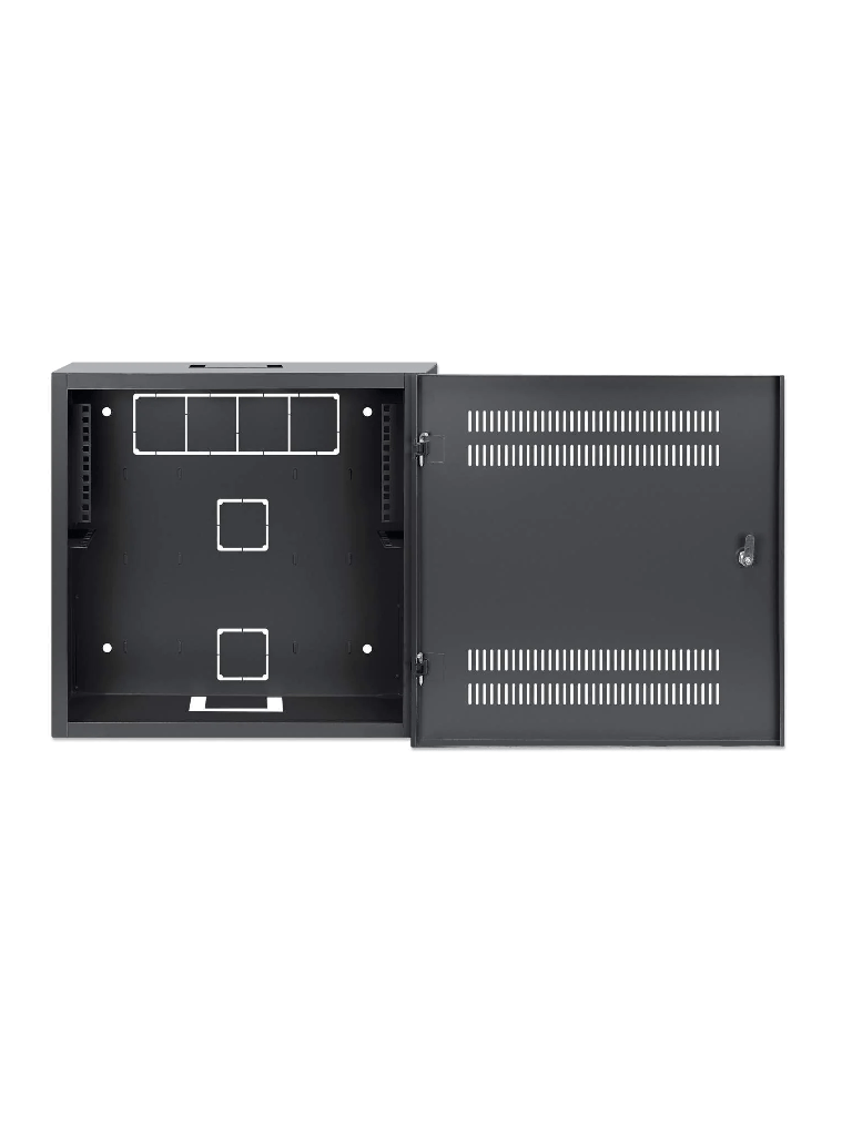 INTELLINET 713689 - Gabinete mural 19" de tamaño reducido / Caja delgada que ahorra espacio con sólo 170 mm de profundidad  4U de rieles horizontales y 2U de rieles verticales / Negro