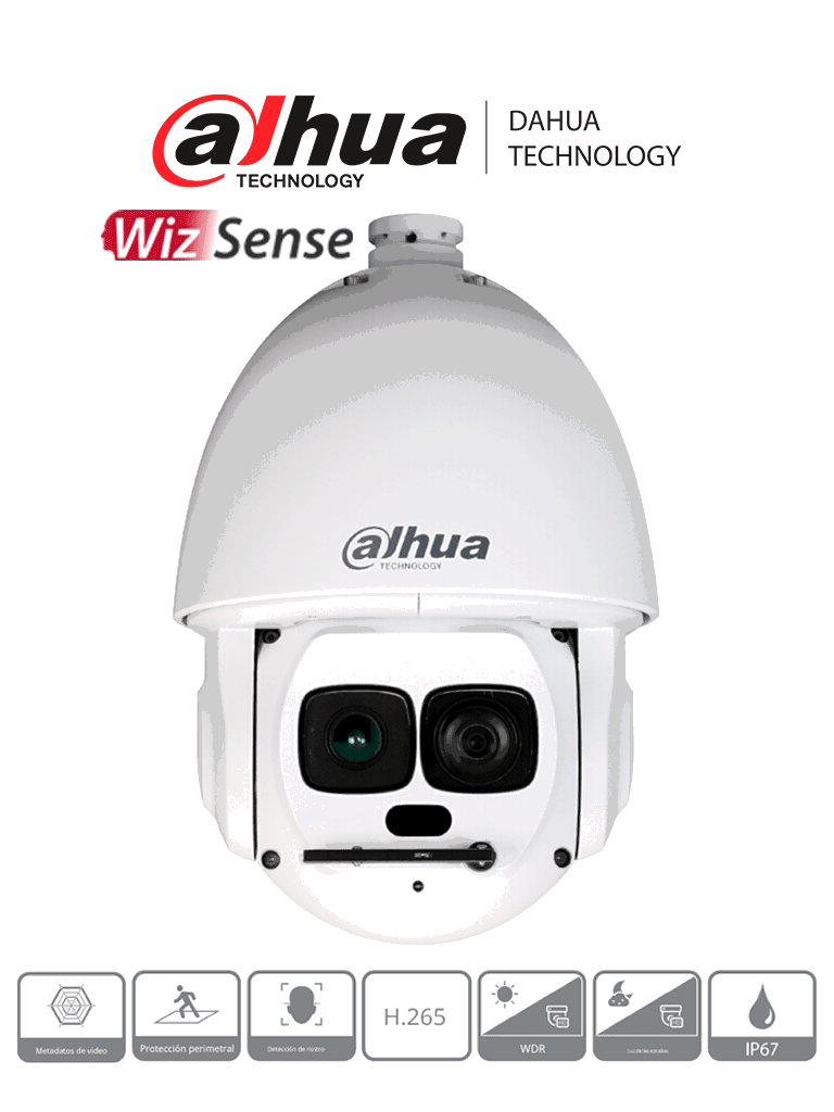 DAHUA DH-SD6AL245XAN-HNR - Camara IP PTZ Laser de 2 Megapixeles/ 45x Zoom Optico/ Iluminación Laser de 550 Mts/ Auto tracking/  Protección Perimetral/ Detección de rostro/ IP67