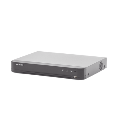 (ACUSENSE / Evita Falsas Alarmas) DVR 4 Megapixel / 4 Canales TURBOHD + 2 Canales IP / 1 Bahía de Disco Duro / 1 Canal de Audio