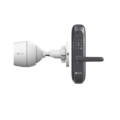 Kit de Cerradura Inteligente con Cámara IP Wi-Fi modelo CS-H3C / Apertura Remota desde la App / Códigos Temporales Para Visitantes / Lectura de Huella / Lectura de Tag / Contraseña /  Botón para Timbrar / Alarma Anti-intrusion