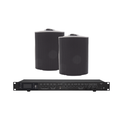 Amplificador de Audio con 2 Bocinas OL-5BK | 2 x 60W | Baja Impedancia 4 - 8O | Reproductor Bluetooth  USB  SD | Efectos Integrados Delay  Echo  Repeat