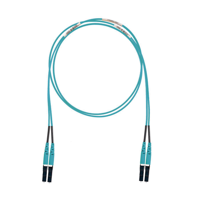 Jumper de Fibra Optica Multimodo 50/125 OM3  LC-LC Duplex  LSZH (Cero Halógenos)  Color Aqua  5 Metros