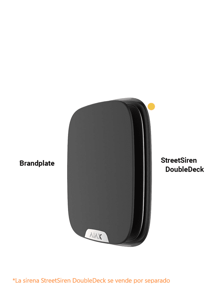 Ajax Brandplate  B -  1 PZ de Placa Frontal Personalizable para Sirena StreetSiren DoubleDeck. Color Negro