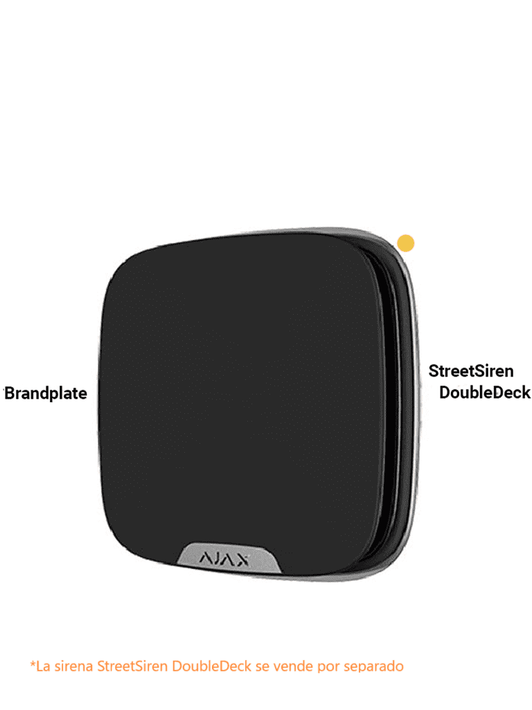 Ajax Brandplate  B -  1 PZ de Placa Frontal Personalizable para Sirena StreetSiren DoubleDeck. Color Negro