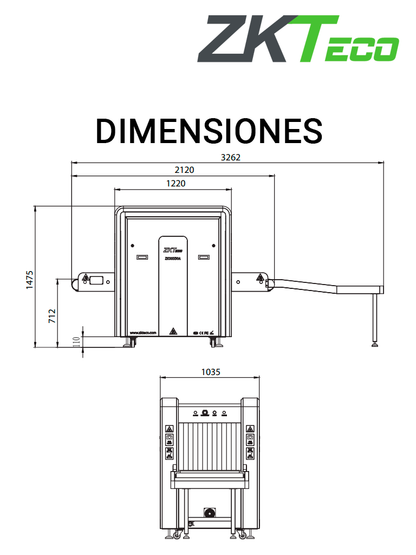 ZKTECO ZKX6550 Máquina de Rayos X con energía doble  túnel para equipaje de 65 x 50 cm  estación de monitoreo  escaneo bidireccional y capacitación en sitio incluida. #MCI2