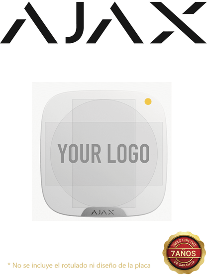 Ajax Brandplate  -  1 PZ de Placa Frontal Personalizable para Sirena StreetSiren DoubleDeck. Color Blanco