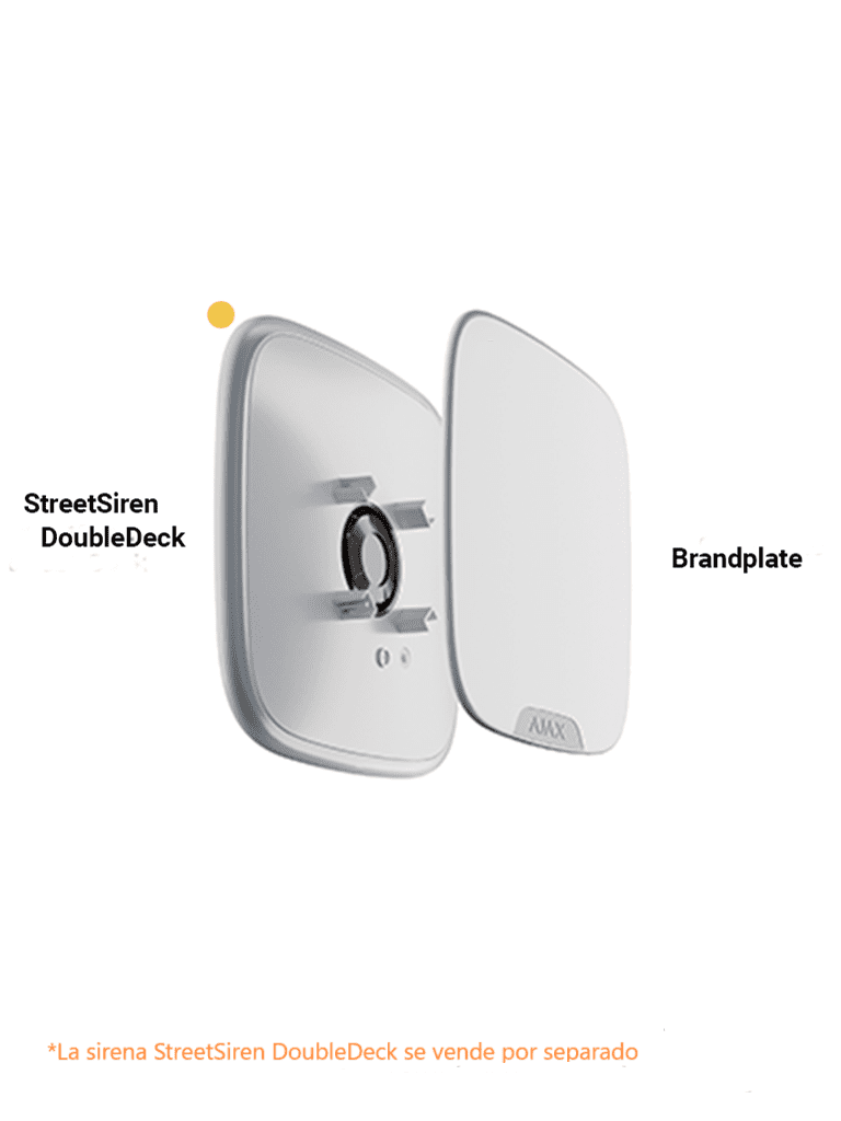 Ajax Brandplate  -  1 PZ de Placa Frontal Personalizable para Sirena StreetSiren DoubleDeck. Color Blanco