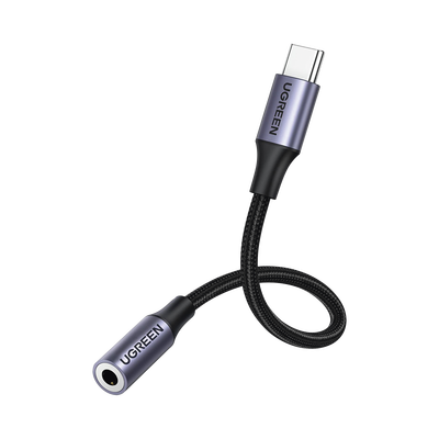Adaptador USB Tipo C a Jack 3.5mm | Cable de 10 cm | Soporta CTIA/OMTI | HiFi | Plug & Play | Funda Anti Torceduras | Carcasa de Aluminio | Nylon Trenzado | Llama  Escucha Música y Controla.
