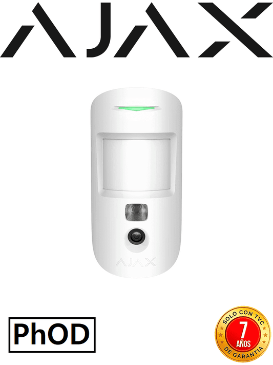 AJAX MotionCam W (PhOD) - Detector de movimiento con Verificación fotográfica y con la función de mandar imágenes sobre demanda. Color Blanco