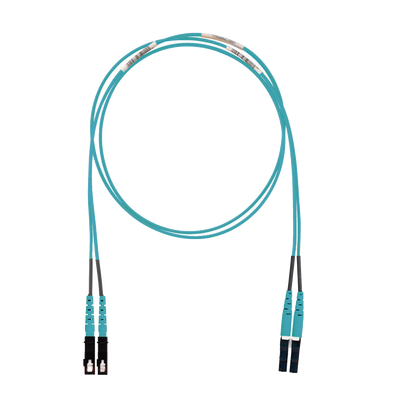 Jumper de Fibra Optica Multimodo 50/125 OM3  LC-SC Duplex  LSZH (Cero Halógenos)  Color Aqua  2 Metros