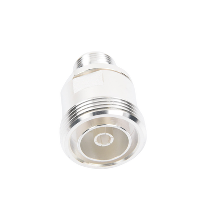 Adaptador en Línea de Conector DIN 7-16 Hembra a N Hembra  Plata / Plata / Teflón.