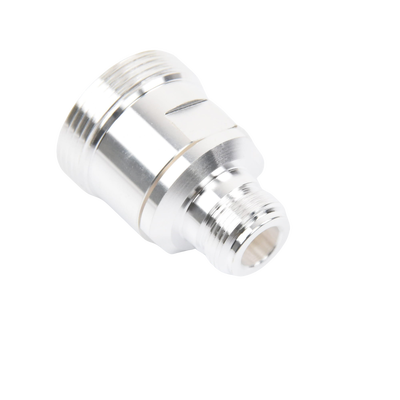 Adaptador en Línea de Conector DIN 7-16 Hembra a N Hembra  Plata / Plata / Teflón.