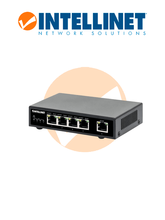 INTELLINET 561839 - Switch PoE+ con 5 puertos Gigabit Cuatro puertos PoE (PSE) compatibles con IEEE 802.3at/af (PoE+/PoE)  Presupuesto de energía de 62 W  escritorio