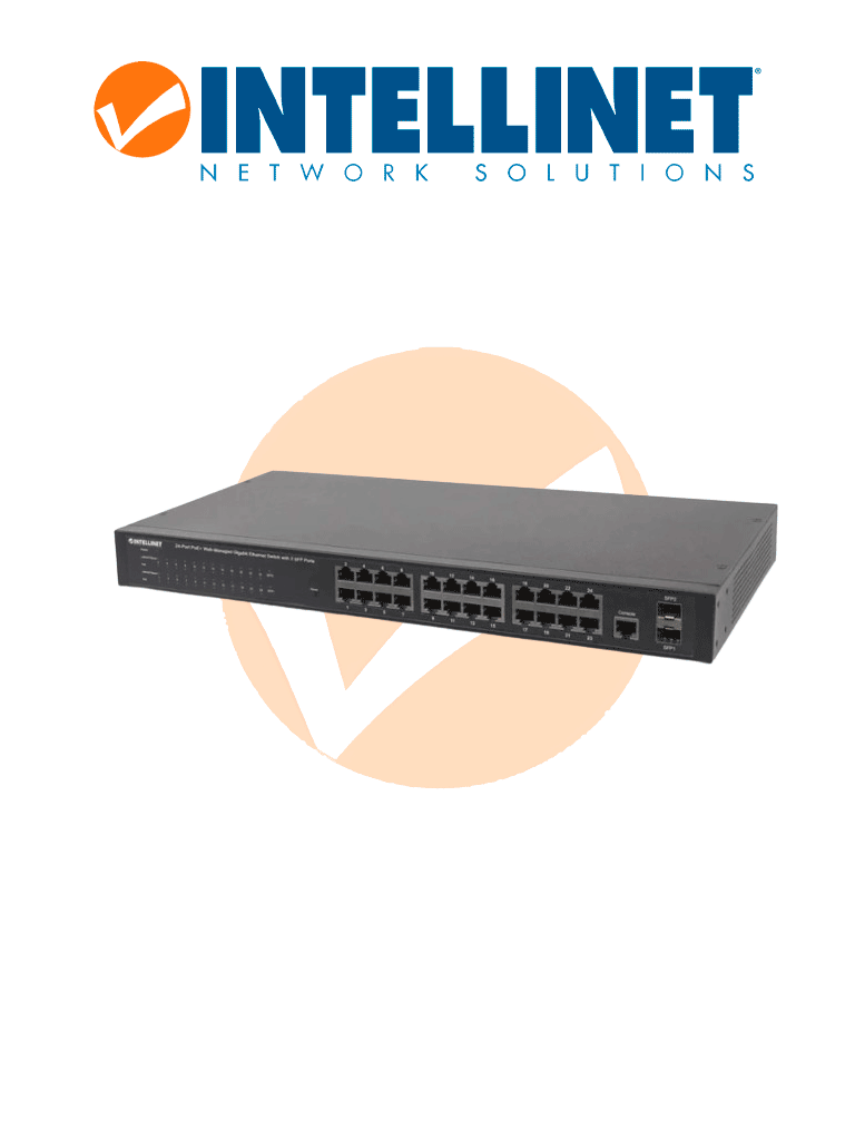 INTELLINET 560559 - Switch Administrable por Web Gigabit Ethernet de 24 puertos PoE+ y 2 puertos SFP / 24 puertos PoE / Power over Ethernet estándares IEEE 802.3at/af (PoE+/ PoE)  2 puertos SFP  Endspan  para montaje en rack de 19"