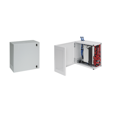 Gabinete de Montaje en Pared L-Box  610 x 610 x 313 mm  de Acero  6 UR  Color gris