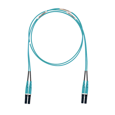 Jumper de Fibra Optica Multimodo 50/125 OM3  LC-LC Duplex  LSZH (Cero Halógenos)  Color Aqua  1 Metro