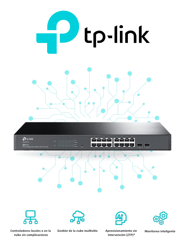 TP-LINK SG2218 - Switch Omada SDN Administrable   16 puertos Gigabit y 2 puertos SFP   Funciones sFlow  QinQ y QoS   Administración centralizada OMADA