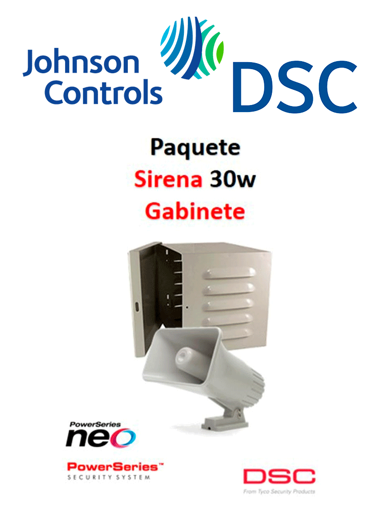 DSC S30WGPAQ - Paquete Sirena Exterior 30W con Gabinete