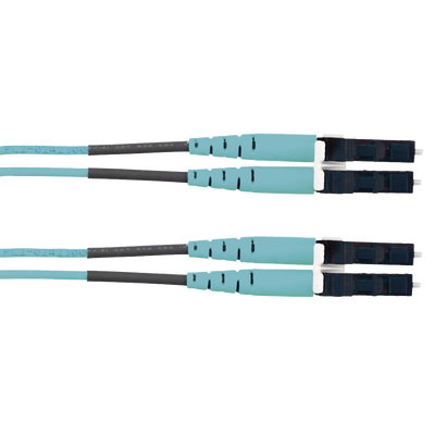 Jumper de Fibra Optica Multimodo 50/125 OM3  LC-LC Duplex  LSZH (Cero Halógenos)  Color Aqua  2 Metros