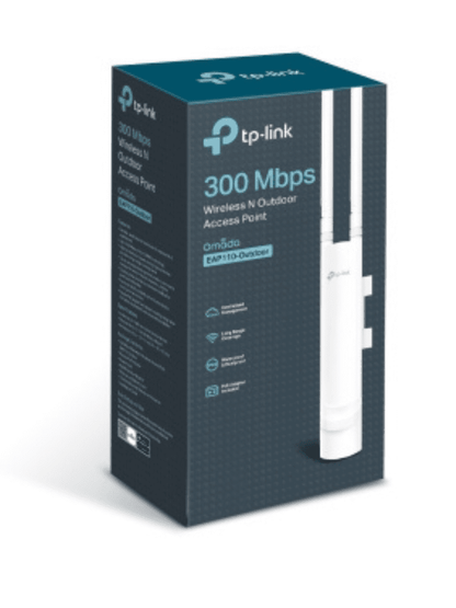 TP-LINK EAP110-OUTDOOR - Punto de acceso Omada con frecuencia 2.4 GHz N 300 para Exterior  con configuración Stand-Alone o por Controlador  además protección Exterior IP65 y alimentación PoE Pasivo 24 Vcc.