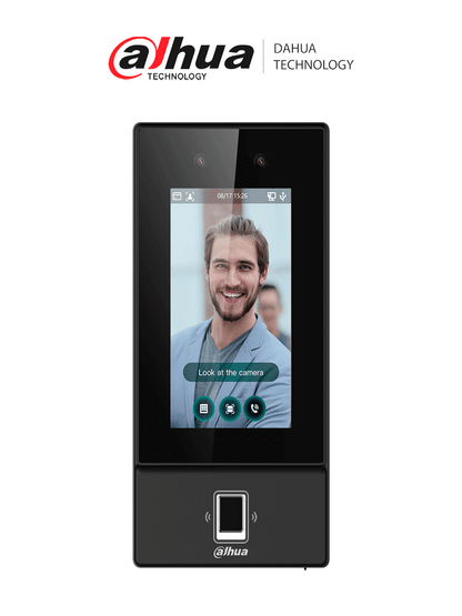 DAHUA ASI6214S-D - Control de acceso con reconocimiento facial/ Pantalla de 4.3 Pulgadas/ Cámara 2 MP/ 6.000 usuarios/ 6.000 rostros/ 6.000 contraseñas/ 6.000 huellas dactilares/#SPLite/ FACT
