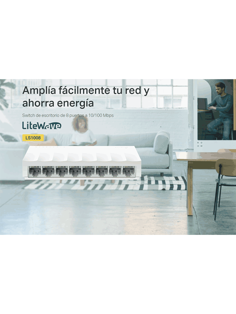 TP-LINK LS1008 - Switch para escritorio 8 puertos 10/100Mbps.