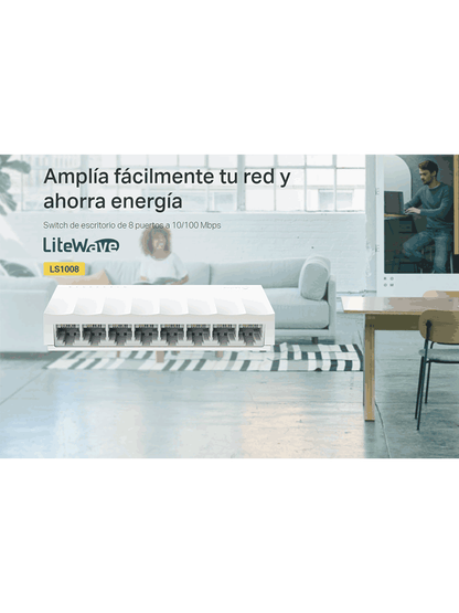 TP-LINK LS1008 - Switch para escritorio 8 puertos 10/100Mbps.