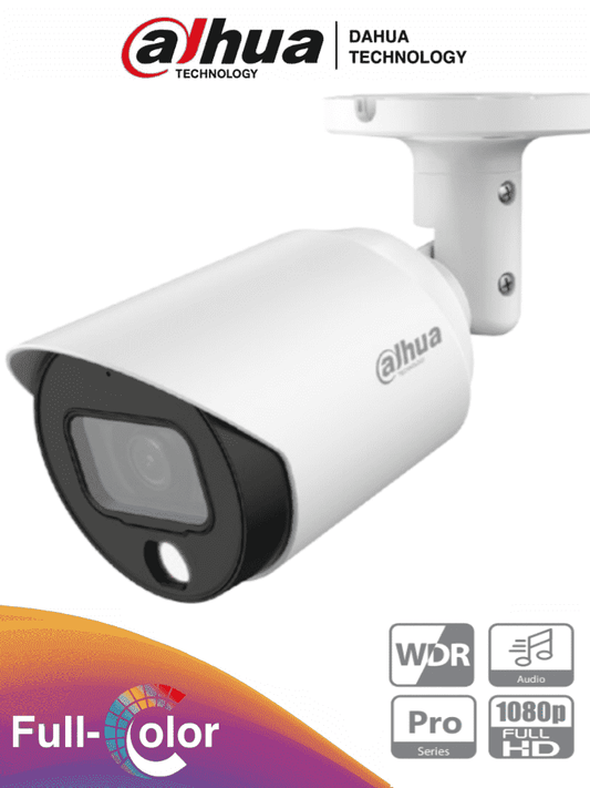 DAHUA HAC-HFW2249TN-A-LED - Camara Bullet Full Color de 2 Megapixeles/ Lente de 2.8 mm/ 106 Grados de Apertura/ 20 Metros de Luz Visible/ Super Adapt/ Micrófono incorporado/ WDR Real de 120 dB/ IP67/  #ProHDCVI