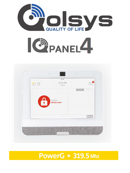 QOLSYS IQP4004 - Sistema de Alarma IQPanel4 Autocontenido   con Pantalla Tactil de 7"  Power G 915 Mhz + Qolsys S-Line 319.5 Mhz. Con 4 Bocinas integradas (4W). Para la plataforma Alarm.com