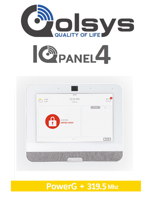 QOLSYS IQP4004 - Sistema de Alarma IQPanel4 Autocontenido   con Pantalla Tactil de 7"  Power G 915 Mhz + Qolsys S-Line 319.5 Mhz. Con 4 Bocinas integradas (4W). Para la plataforma Alarm.com