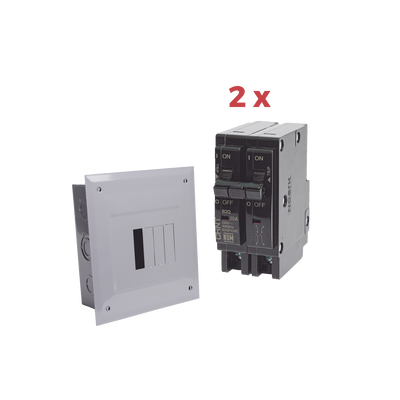 Kit Centro de Carga 4P para empotrar con 2 Interruptores Térmicos de 2 Polos  20Amp 120/240Vca 10kA.