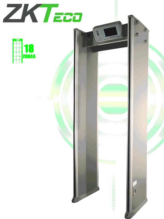 ZKTECO D3180 - Arco detector de metales con 18 zonas de detección  pantalla LCD de 7"  500 niveles de sensibilidad por zona  contador de alarmas y personas  protección por contraseña  indicadores LED y material a prueba de fuego.