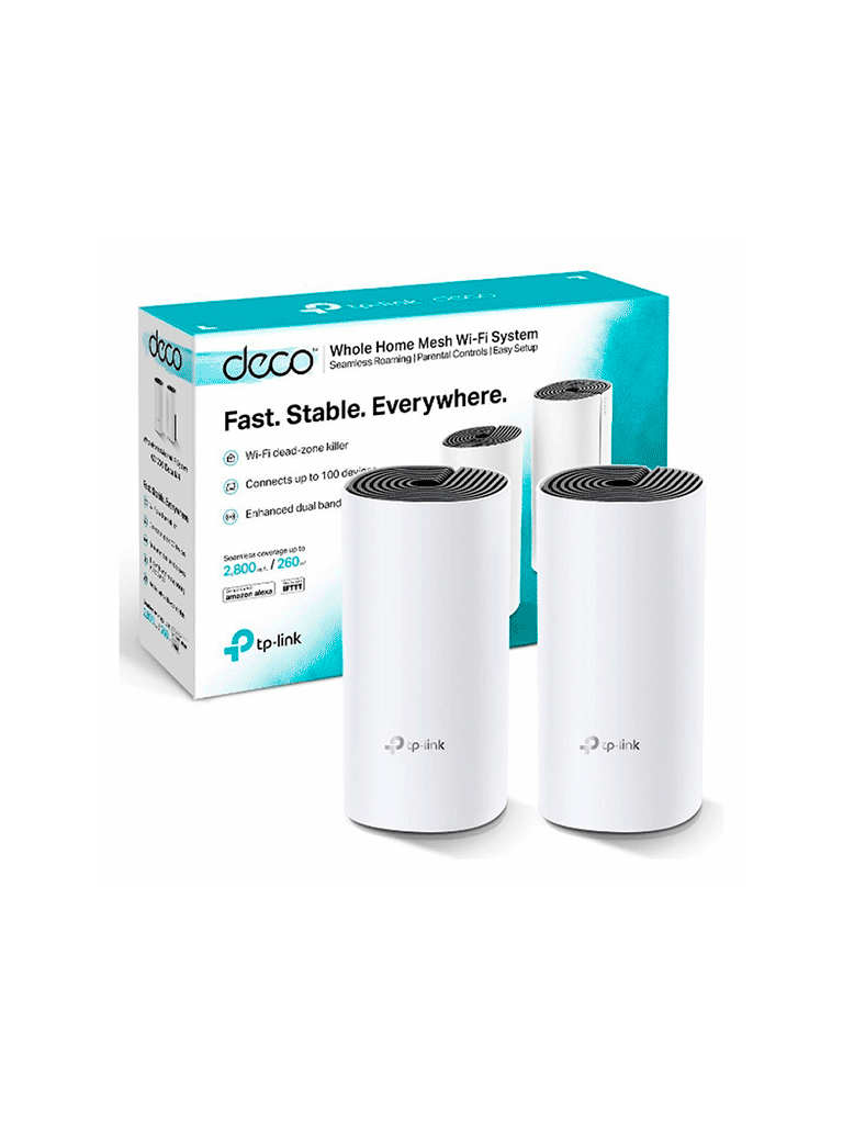 TP-LINK DECOE4 (2-Pack) - Kit de router inalámbrico mesh Deco E4 para hogar de doble banda AC 1200 con 2 puertos 10/100 Mbps y compatible con Alexa. (2 piezas)