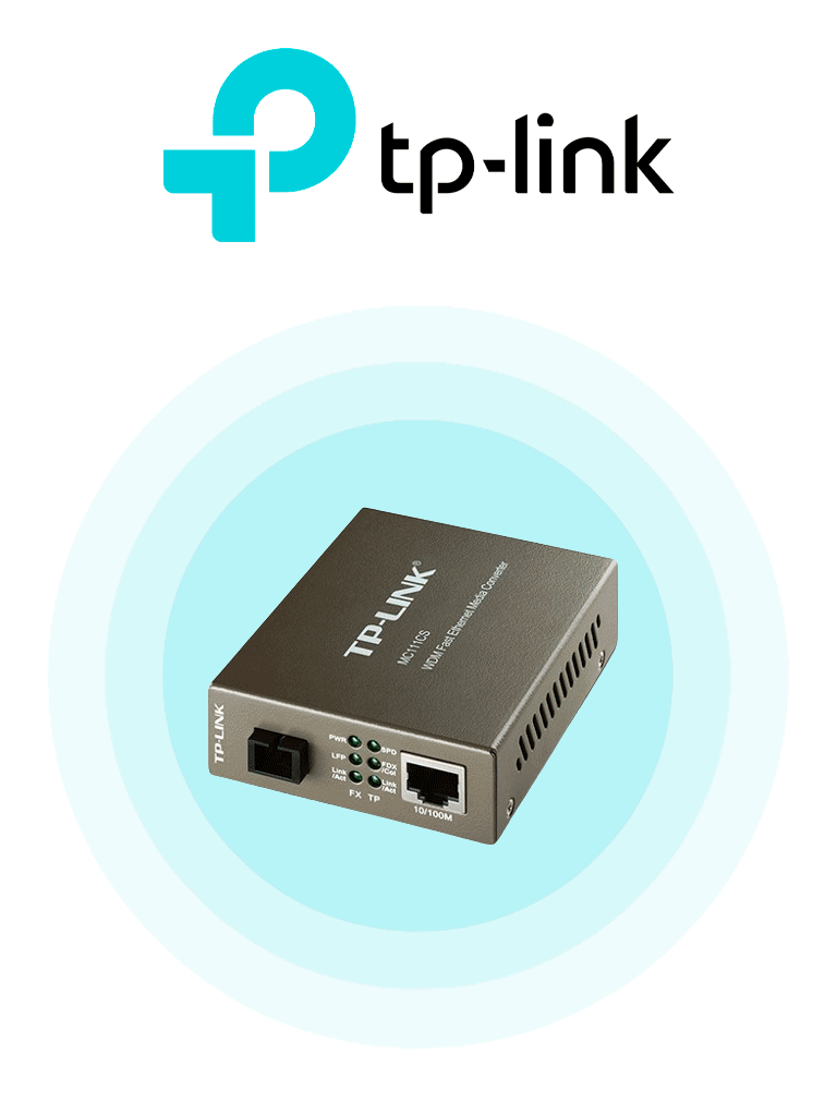 TP-LINK MC111CS - Convertidor de Fibra Óptica WDM Monomodo con 1 puerto RJ45 10/100 Mbps y 1 puerto SC/UPC 100 Mbps. Alcance de hasta 20 km  requiere el modelo MC112CS para funcionar  plug and play.