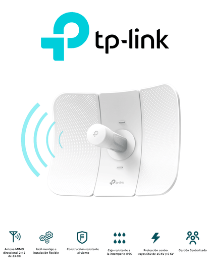 TP-LINK CPE710 - CPE de Exterior 5GHz AC 867Mbps 23dBi de alta ganancia MIMO 2×2  ideal para aplicaciones de larga distancia  Pharos Control para adminstración centralizada y modos de operación: AP  Cliente  Repetidor  AP Router/ AP Cliente Router (