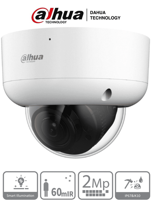 DAHUA DH-HAC-HDBW1200RAN-Z - Camara Domo Antivandalica de 2 Megapixeles/ Lente Motorizado de 2.7mm a 12mm/ Super Adapt/  IR de 60 Metros/ IP67/ IK10/