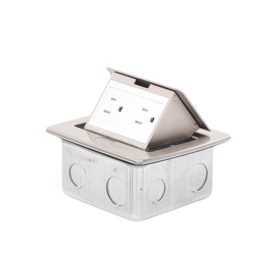 Mini caja de piso rectangular en acero inoxidable con 2 contactos eléctricos (11000-21201)