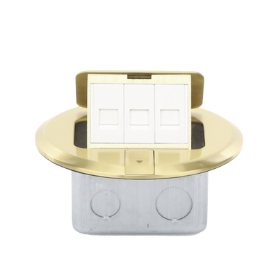 Mini caja de piso redonda para datos o conectores tipo Keystone  color bronce (3 contactos) (11000-12102)