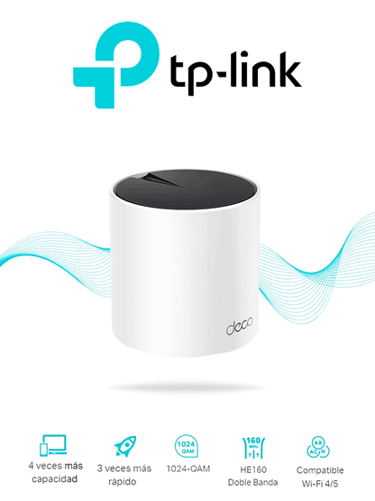 TP-LINK DECO X55 (1-Pack) - Router MESH para hogar de doble banda Wi-Fi 6 AX3000 Mbps con 3 puertos Gigabit WAN/LAN  2 antenas internas  administración en la app Deco (iOS  Android) y protección HomeShield.  #MARTPL1 #TPLM1