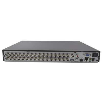 DVR 4 Megapixel / 32 Canales TURBOHD + 8 Canales IP / 2 Bahías de Disco Duro / 1 Canal de Audio