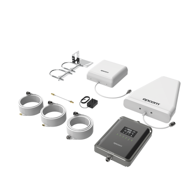 Kit Amplificador de Señal Celular 2G  3G  4G y 5G / Mejora llamadas convencionales y VoLTE / Amplifica señal de TELCEL  AT&T  MOVISTAR  BAIT DiRi y más / Cubre hasta 300 m² con una antena y hasta 600 m² con 2 antenas.