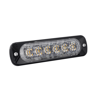 Luz Auxiliar de 6 LED  Roja  Bisel Negro  Lente Transparente