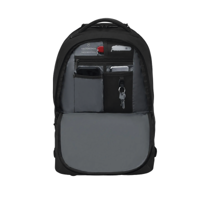 Mochila VX Sport EVO con Ruedas  Mango Telescópico y Correas al Hombro. Fabricada en Poliéster Negro repelente al Agua. Backpack on Wheels.
