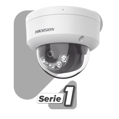 Domo IP 4 Megapixel / Lente 2.8 mm / Dual Light (30 mts IR + 30 mts Luz Blanca) / Micrófono Integrado / Antivandálico IK08 / ACUSENSE Lite / Exterior IP67 / H.265 / PoE / ONVIF / Micro SD