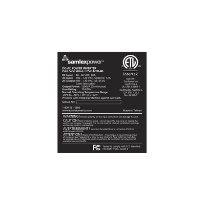 Inversor de corriente Onda Pura Montaje en rack 1200W  48 Vcc- 120 VCA  50/60 Hz