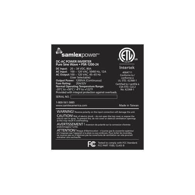 Inversor de corriente Onda Pura Montaje en rack 1U 1200W  24 Vcc- 120 VCA  50/60 Hz