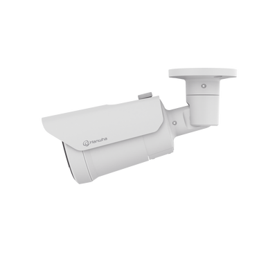 Camara Bala IP 8MP con funciones IA / Lente Motorizado 3.2 a 10.2 mm / WDR 120dB / H.265 / RanuraSD / Protección IP66 IK10 / IR 30m